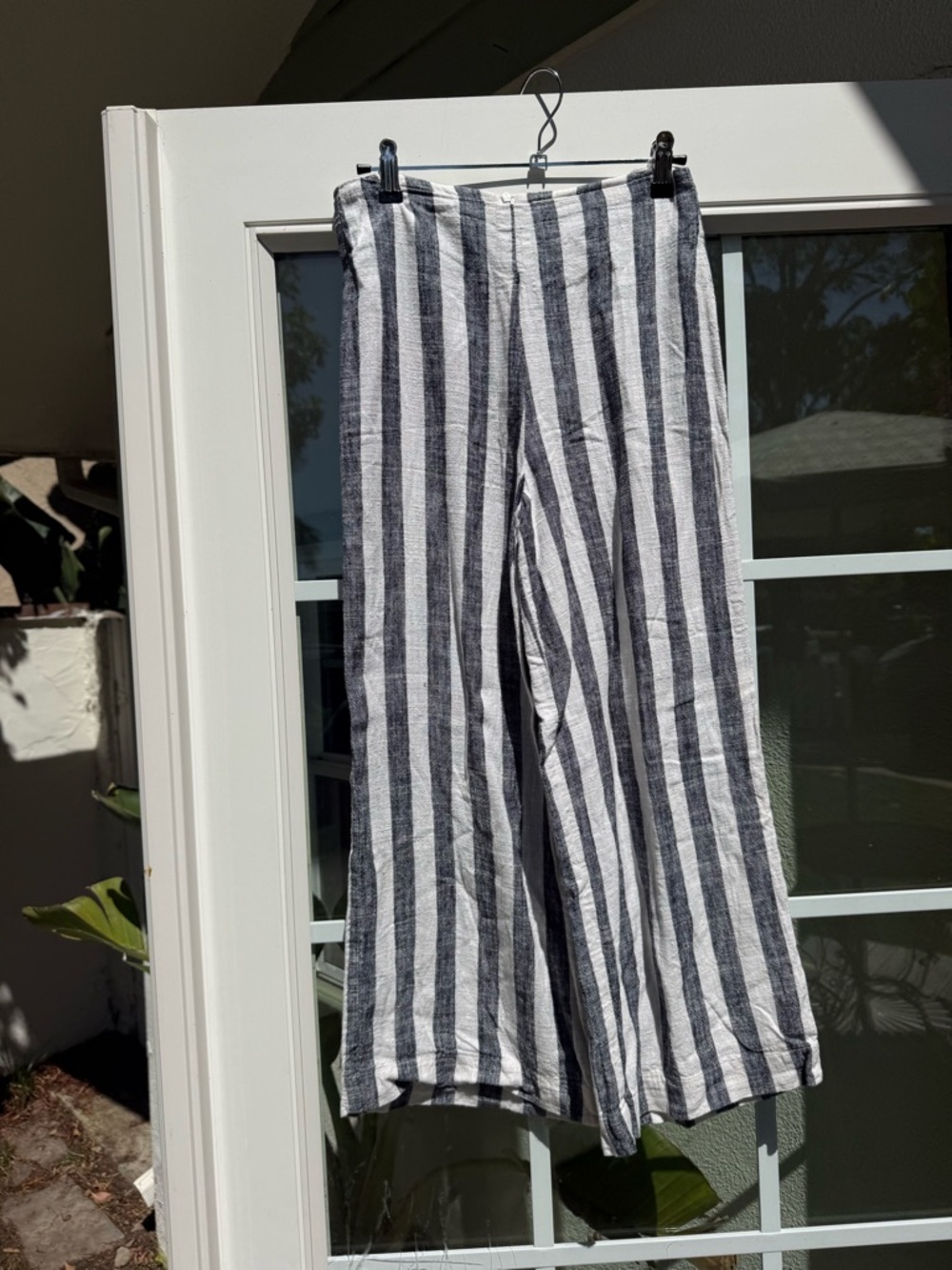 st. Agni navy and White Striped linen Wide-Leg Pants